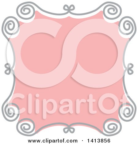 Clipart of a Retro Pink and Gray Frame Design Element - Royalty Free Vector Illustration by KJ Pargeter