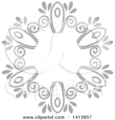 Clipart of a Retro Gray Frame Design Element - Royalty Free Vector Illustration by KJ Pargeter