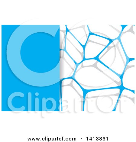 Clipart of a Background or Business Card Design of Blue Mesh Connections and Shadows - Royalty Free Vector Illustration by KJ Pargeter