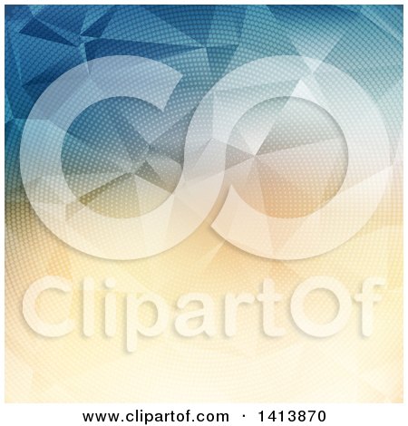 Clipart of a Gradient Blue and Yellow Low Poly Geometric Background - Royalty Free Vector Illustration by KJ Pargeter