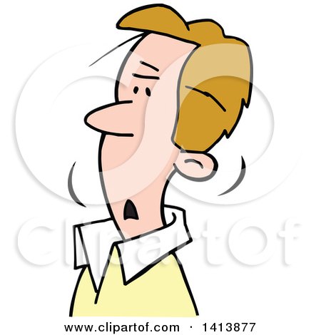 Clipart of a Cartoon Angry Caucasian Man from the Shoulders up - Royalty Free Vector Illustration by Johnny Sajem