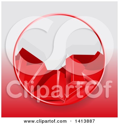 Clipart of a Circle with 3d Red Cubes on Gradient - Royalty Free Vector Illustration by elaineitalia