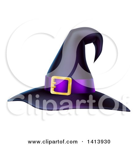 Clipart of a Black and Purple Witch Hat - Royalty Free Vector Illustration by AtStockIllustration