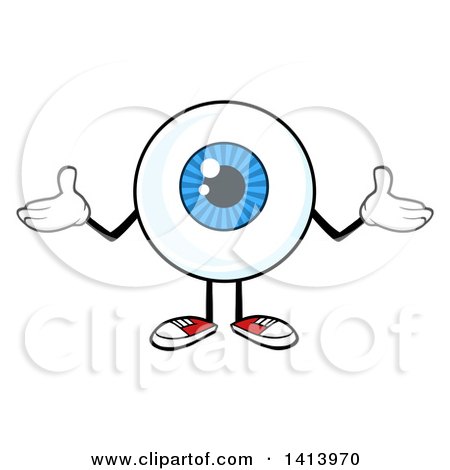 Clipart of a Cartoon Eyeball Character Mascot Shrugging - Royalty Free Vector Illustration by Hit Toon