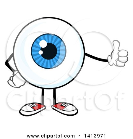 Clipart of a Cartoon Eyeball Character Mascot Giving a Thumb up - Royalty Free Vector Illustration by Hit Toon
