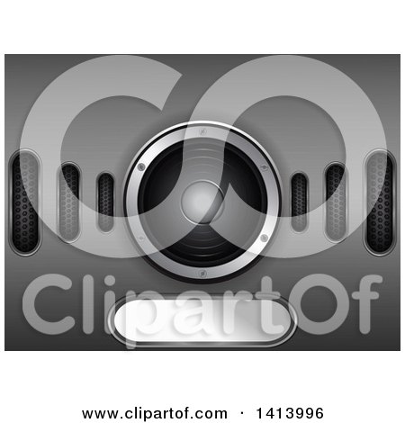 Clipart of a 3d Music Speaker Background on Metal - Royalty Free Vector Illustration by elaineitalia