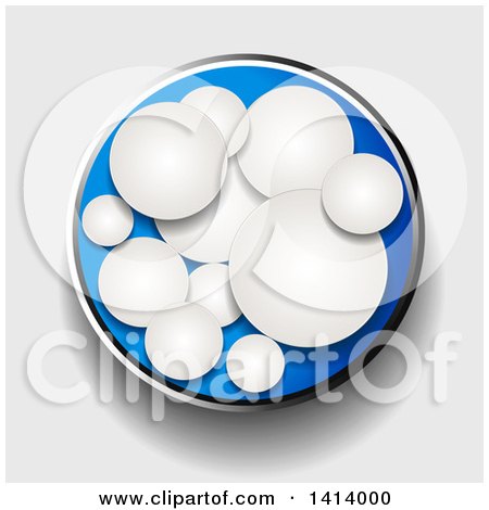 Clipart of a Blue Circle with 3d White Bubbles on a Shaded Background - Royalty Free Vector Illustration by elaineitalia