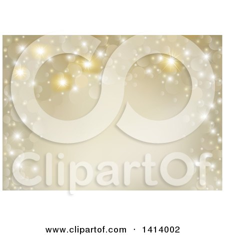 Clipart of a Background of Gold Flares and Sparkles - Royalty Free Vector Illustration by dero