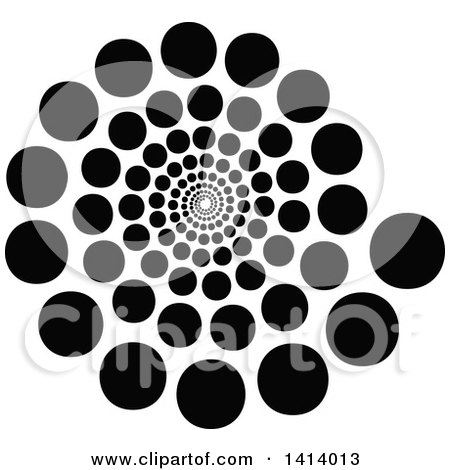 Clipart of a Black Halftone Dot Spiral Vortex Tunnel - Royalty Free Vector Illustration by dero
