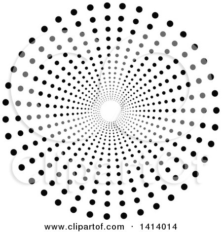 Clipart of a Black Halftone Dot Vortex Tunnel - Royalty Free Vector Illustration by dero
