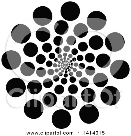 Clipart of a Black Halftone Dot Spiral Vortex Tunnel - Royalty Free Vector Illustration by dero