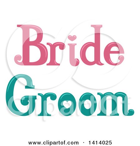 Clipart of Pink and Green Wedding Bride and Groom Designs - Royalty Free Vector Illustration by BNP Design Studio