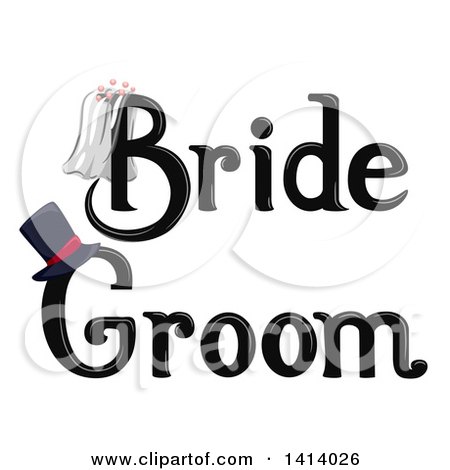 Clipart of Black Wedding Bride and Groom Designs - Royalty Free Vector Illustration by BNP Design Studio