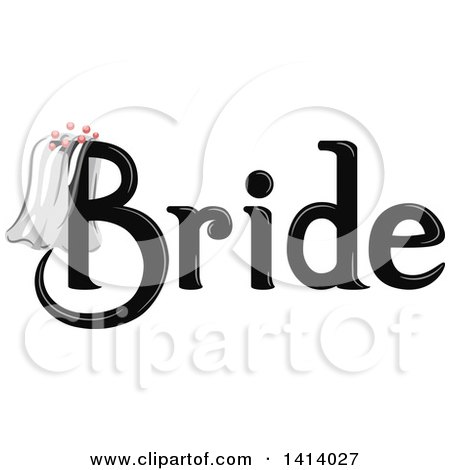 Clipart of a Black Wedding Bride Design with a Veil - Royalty Free Vector Illustration by BNP Design Studio