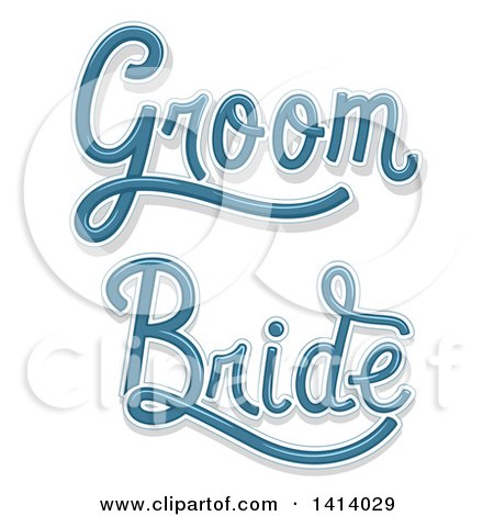 Clipart of Blue Wedding Bride and Groom Designs - Royalty Free Vector Illustration by BNP Design Studio