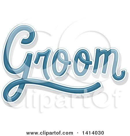 Clipart of a Blue Wedding Groom Word Design - Royalty Free Vector Illustration by BNP Design Studio