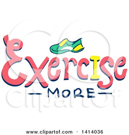 Clipart of a Sketched Shoe and Exercise More Text - Royalty Free Vector Illustration by BNP Design Studio