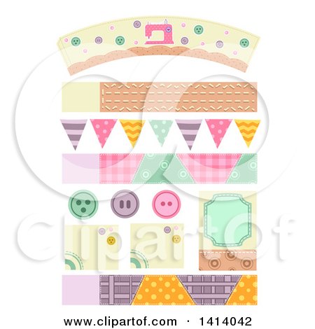 Clipart of Sewing Themed Design Elements - Royalty Free Vector Illustration by BNP Design Studio