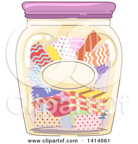 Clipart of a Jar of Fabric Strips - Royalty Free Vector Illustration by BNP Design Studio