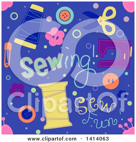 Clipart of a Seamless Sewing Background - Royalty Free Vector Illustration by BNP Design Studio