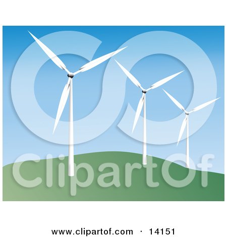 Wind Turbines on a Hill, Generating Electricity Clipart Illustration by Rasmussen Images