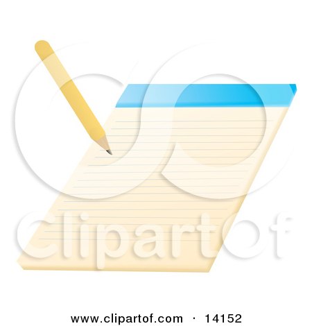 Pencil Writing on a Notepad School Clipart Illustration by Rasmussen Images