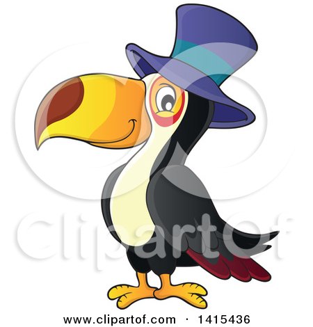 Clipart of a Cute Toucan Bird Wearing a Top Hat - Royalty Free Vector Illustration by visekart