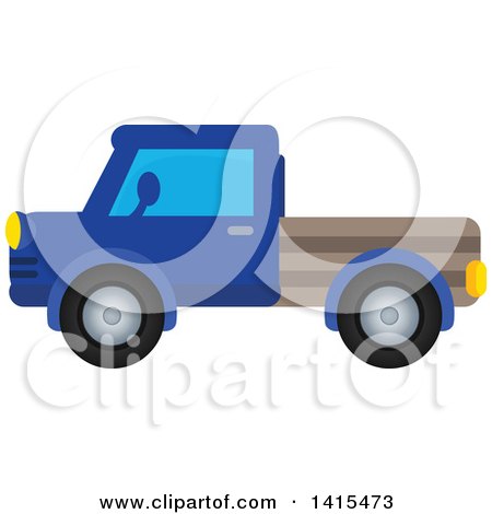 Clipart of a Blue Pickup Truck - Royalty Free Vector Illustration by visekart