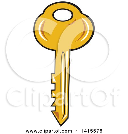 Clipart of a Cartoon Golden Key - Royalty Free Vector Illustration by patrimonio