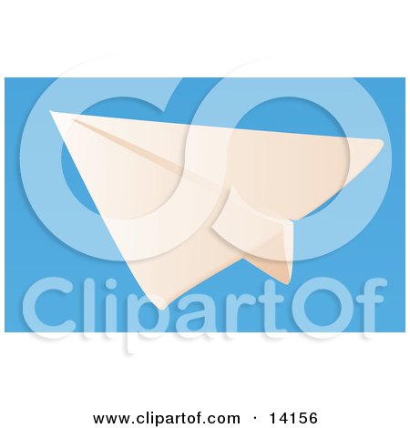 Folded Paper Airplane Over a Blue Background Clipart Illustration by Rasmussen Images