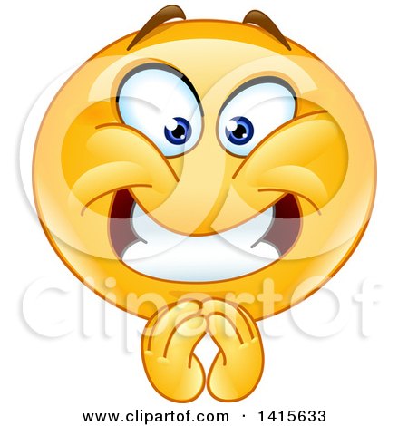 Clipart of a Happy Emoji Emoticon Smiley Face Pleading - Royalty Free Vector Illustration by yayayoyo