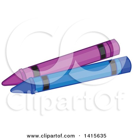Clipart of Purple and Blue Crayons - Royalty Free Vector Illustration by Pushkin