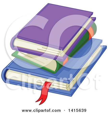 Clipart of a Pile of Three Books - Royalty Free Vector Illustration by Pushkin