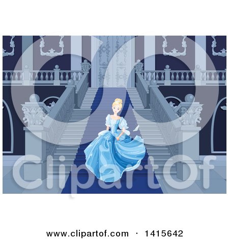 Clipart of a Scene of Cinderella Fleeing from the Ball - Royalty Free Vector Illustration by Pushkin