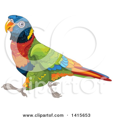 Clipart of a Wonder Rainbow Lory Bird Running - Royalty Free Vector Illustration by Pushkin
