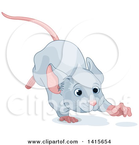 Clipart of a Cute Gray Mouse Running - Royalty Free Vector Illustration by Pushkin