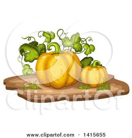 Clipart of a Pumpkin on the Vine - Royalty Free Vector Illustration by merlinul