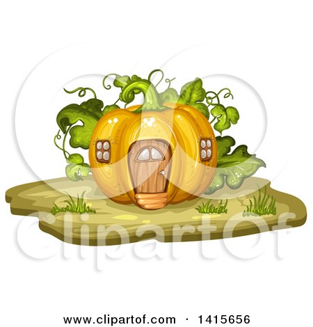 Clipart of a Pumpkin House - Royalty Free Vector Illustration by merlinul