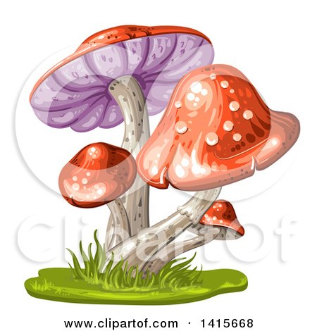 Clipart of a Group of Mushrooms - Royalty Free Vector Illustration by merlinul
