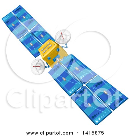 Clipart of a Communications Satellite in Orbit - Royalty Free Vector Illustration by merlinul