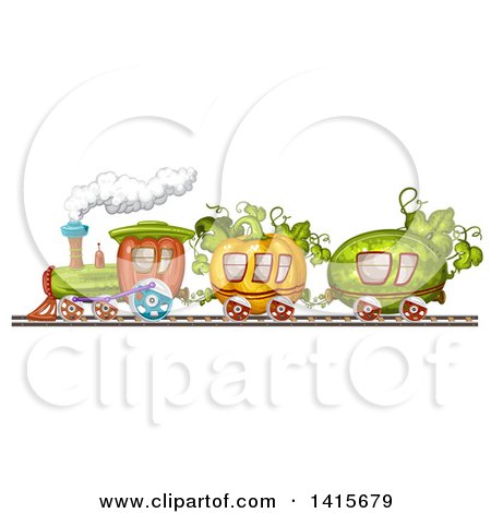 Clipart of a Vegetable Train - Royalty Free Vector Illustration by merlinul