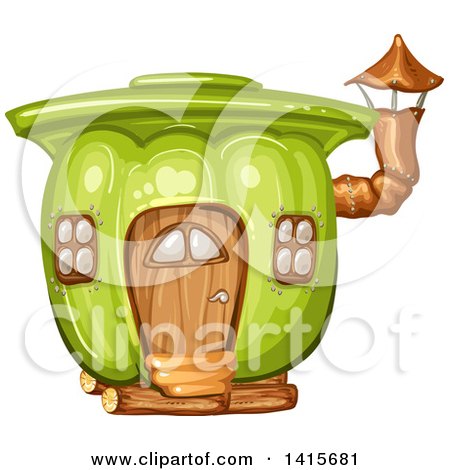 Clipart of a Green Bell Pepper House - Royalty Free Vector Illustration by merlinul