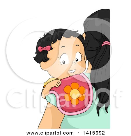 Clipart of a Baby Girl Being Burped by Mom - Royalty Free Vector Illustration by BNP Design Studio