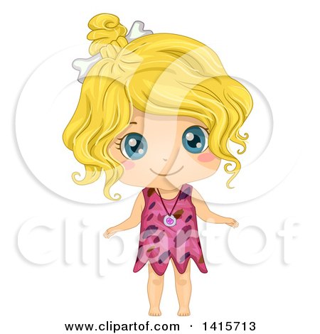 Clipart of a Blond White Cave Girl - Royalty Free Vector Illustration by BNP Design Studio