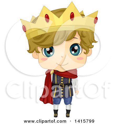 Clipart of a Dirty Blond, Blue Eyed, Caucasian Boy Prince - Royalty Free Vector Illustration by BNP Design Studio