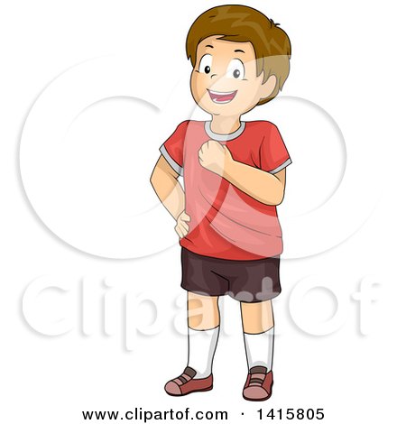 Clipart of a Happy Caucasian Boy Smiling with Confidence - Royalty Free Vector Illustration by BNP Design Studio