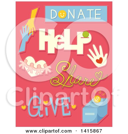 Clipart of Charity and Donation Design Elements on Pink - Royalty Free Vector Illustration by BNP Design Studio