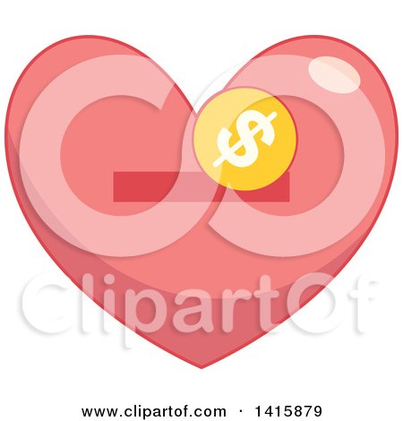 Clipart of a Charity Heart with a Coin and Slot - Royalty Free Vector Illustration by BNP Design Studio