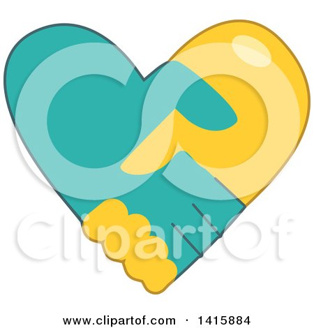 Clipart of a Charity Heart of Shaking Hands - Royalty Free Vector Illustration by BNP Design Studio