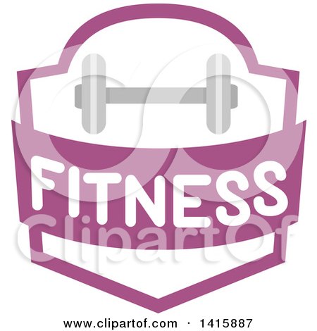 Clipart of a Fitness Shield with a Dumbbell - Royalty Free Vector Illustration by BNP Design Studio